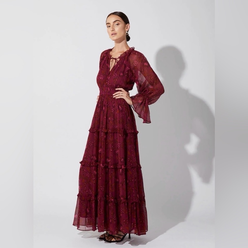 Like New Cleobella Willow Maxi Dress in Burgundy Floral, Size Large